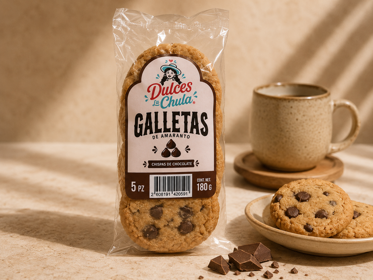 Galleta de amaranto con chispas de chocolate