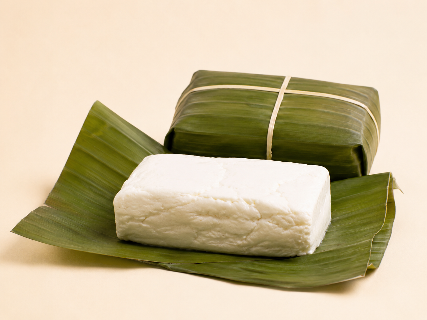 Doble crema envuelto en hoja de plátano
