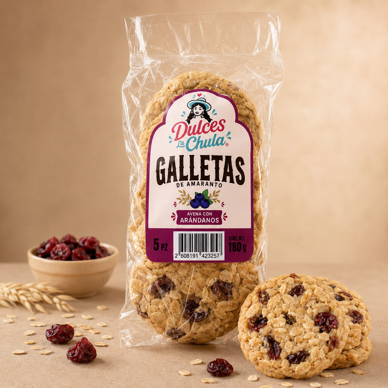 Galleta de amaranto con arándanos